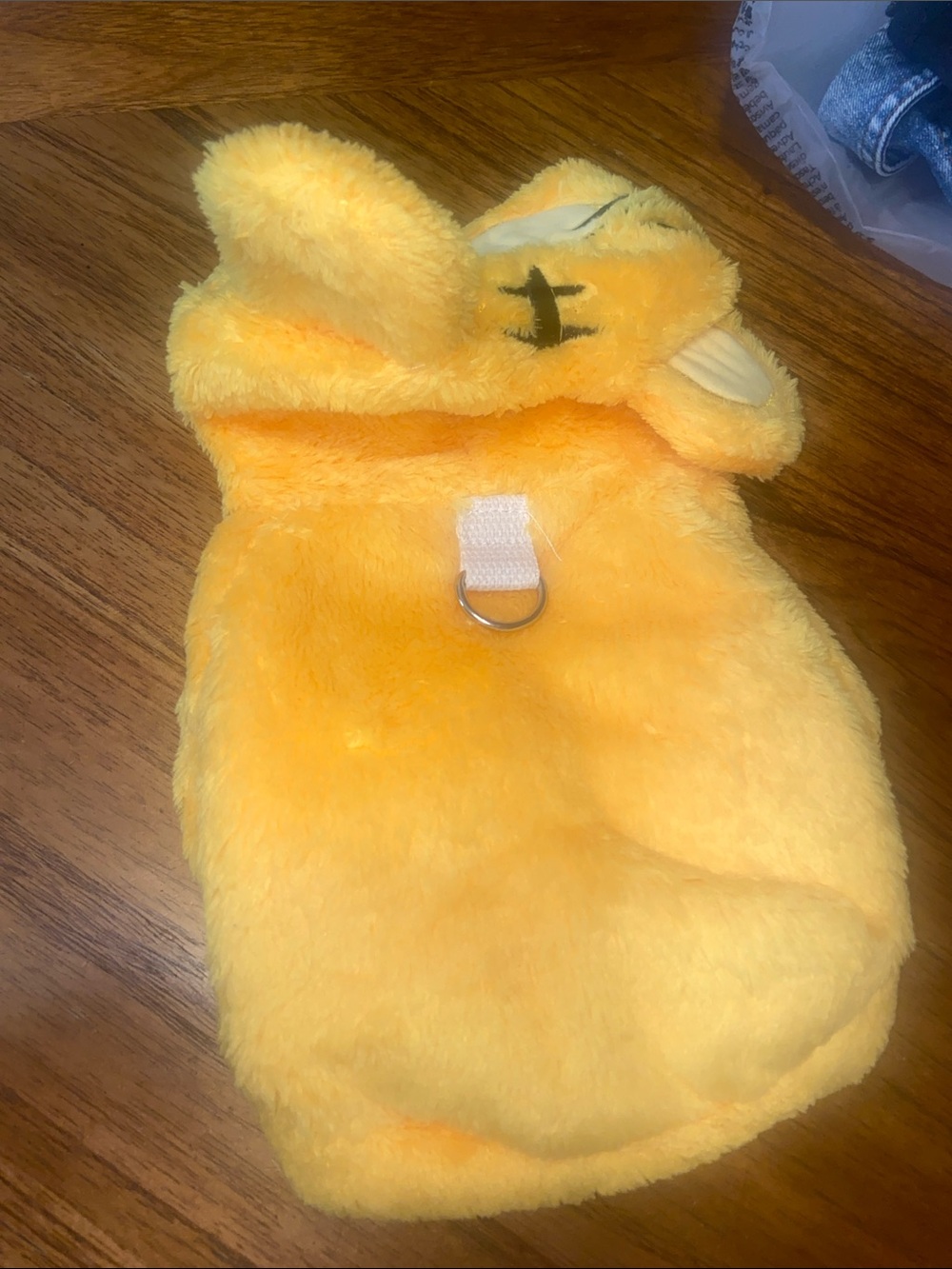 Plush Yellow Cat Hoodie with Built-In D-Ring - Picture 2 of 4